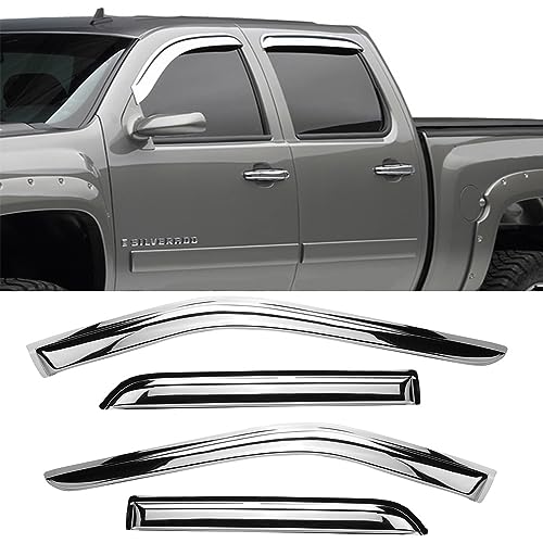 Chrome Side Window Visor Wind Vent Deflector fit for 2004-2012 Chevry Colorado/GMC Canyon Crew Cab,4pcs Outside Mount Style Shade Sun Rain Guards Set 94133Y - size: 04-12 Colorado/Canyon Crew Cab (Chrome)