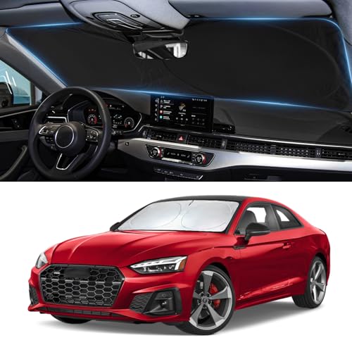 Sun Shade for A4/S4 Windshield Sunshade Custom Fit for Audi A4/A4 allroad/A4 Quattro/S4 2017-2024 2025 2026 Foldable Front Window Cover Retractable Sun Visor Interior Protector - size: Fit Audi A4 2017-2026