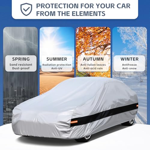 10 Layers Car Cover Custom fit for Ford Mustang/Shelby (1964-2024) Waterproof All Weather for Automobiles, Outdoor Full Cover Rain Sun UV Protection.Silver - size: Custom Fit for Ford Mustang