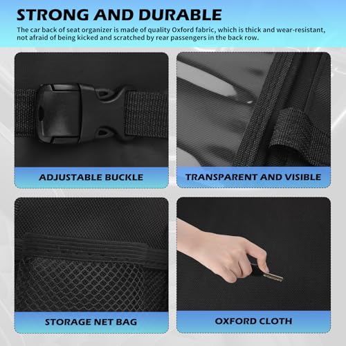 2026 Upgraded Backseat Car Organizer,Multifunctional Back Seat Car Organizer with Cars Tray & Cup Holder,Roadtrip Essentials Foldable Back of Seat Cars Organizers for Most Vehicles