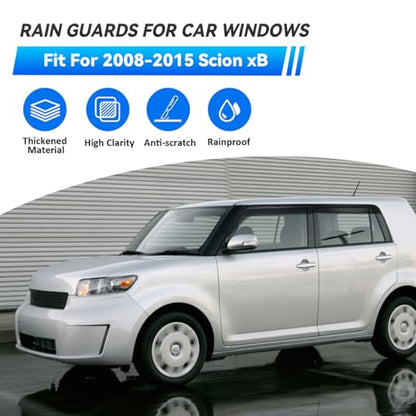 4pcs Smoke Tint Sun Rain Guard Vent Window Visors Compatible with 2008-2015 Scion xB, Outside Mount Tape On Style Acrylic Set of 4 Front+Rear - size: Compatible with 2008-2015 Scion xB