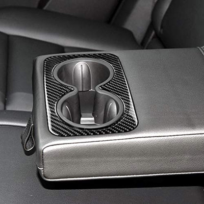 NVCNX Carbon Fiber Compatible with Cadillac XT6 2020-2025 / XT5 2017-2025 2018 2019 2020 2021 2022 2023 2024 Accessories Car Rear Cup Holder Cover Interior Trim Black - color: Rear Cup Holder