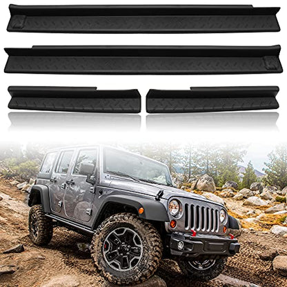 Door Sill Guards Protectors for Jeep Wrangler JK Unlimited JKU 2007-2018, Front Rear Door Entry Guards Protectors Scuff Plate Kit for Jeep Wrangler JK 2007-2018 Accessories (4PCS)