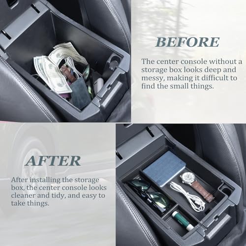JKCOVER Center Console Full Organizer Tray Compatible with Toyota 4Runner 2010-2020 2021 2022 2023 2024 Accessories,Insert Armrest Box Secondary Storage ABS Black Materials - color: Full tray
