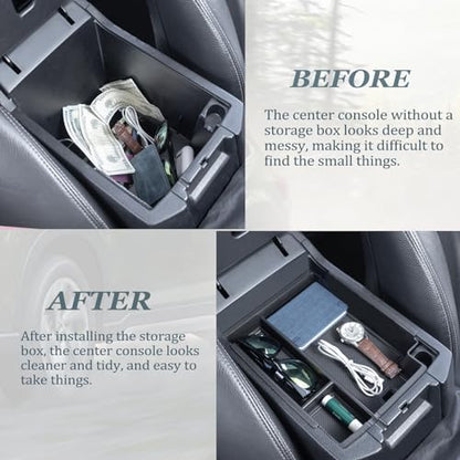 JKCOVER Center Console Full Organizer Tray Compatible with Toyota 4Runner 2010-2020 2021 2022 2023 2024 Accessories,Insert Armrest Box Secondary Storage ABS Black Materials - color: Full tray