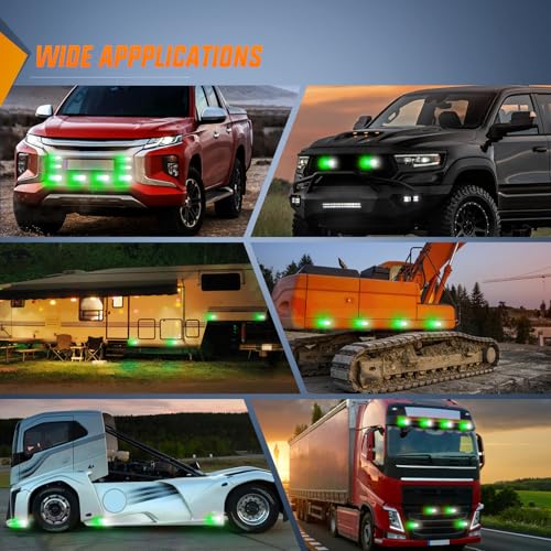 Nilight 4PCS LED Strobe lights 12V 24V Sync Feature Green White 24LED Emergency Hazard Warning Lights with Controller Hard Wire or Cigarette Lighter Plug for Car Truck RVs Campers - color: Green White w/Controller