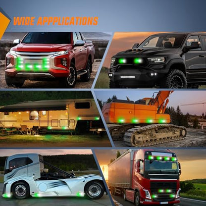 Nilight 4PCS LED Strobe lights 12V 24V Sync Feature Green White 24LED Emergency Hazard Warning Lights with Controller Hard Wire or Cigarette Lighter Plug for Car Truck RVs Campers - color: Green White w/Controller