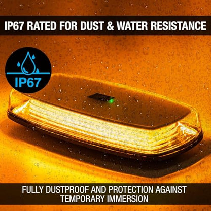 Buyers Products 8891039 Rectangular Wireless LED Mini Light Bar W/Wireless Remote, 12", 12 VDC, Amber/Green, 84 LEDs W/Clear Lens, Adjustable Flash Pattern, Work Light for Trucks and Trailers