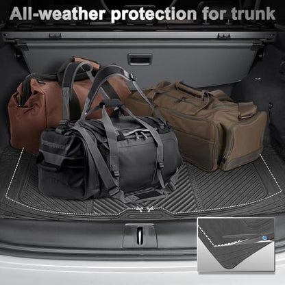 CAR PASS Universal Car Floor Mats & Cargo Liner Full Set, Waterproof Anti-Slip Rubber Trim to Fit Trunk Mats All Weather Protection Fit Car SUV Sedan Coupe Vehicle Automotive 5 Pieces, S-M Size Black - color: Black