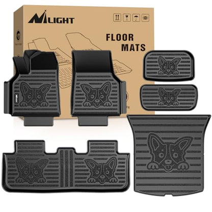 Nilight TPE Floor Mats & Cargo Mats Set for Tesla Model Y (5 Seat only) 2021 2022 2023 2024 2025 All Weather Custom Fit Heavy Duty Floor Liners - color: 2021-2025 Tesla Model Y 5 Seat Set