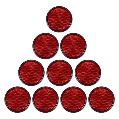 10 Pack Red Self Adhesive Round Reflectors, E9 Approval Road Safety Stick-on Rear Reflectors for Trailer Caravan Truck Lorry or Agricultural Machines - color: Red Self Adhesive