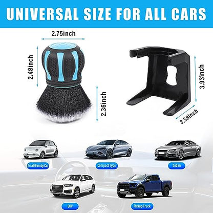 Ziciner Ultra Soft Detailing Brushes, Car XL Synthetic Brush Comes with Storage Rack, Auto Interior Dusting Brush Cleaning Tool Covers Large Area Inside or Outside Vehicles (Lake Blue) - color: Lake Blue