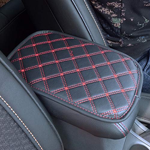 Auto Center Console Pad PU Leather Car Armrest Seat Box Cover Protector Universal Fit (D-Black&Redline) - color: L-Black&Redline