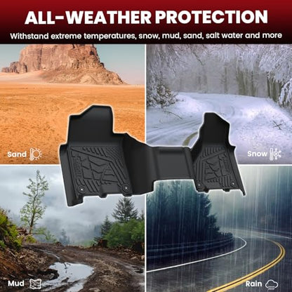 LASFIT Floor Mats 2019-2025 2026 for Ram 2500/3500 Crew Cab Bench Seat, Not for Bucket Seat or Model with PTO KIT or 4X4 Shifter, All Weather TPE Custom Fit Car Mats Floor Liners 1st & 2nd Row, Black - style: 3) 2500/3500 | 2019-2026 | Crew Cab Bench Seat