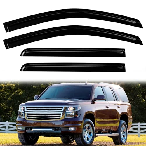 4PC Rain Guards for 2015-2020 Chevy Tahoe GMC Yukon Window Visors for 15-25 Escalade Deflectors Sun Shades Vent Tape On Out Channel - size: 15-20 Chevy Tahoe GMC Yukon Cadillac Escalade