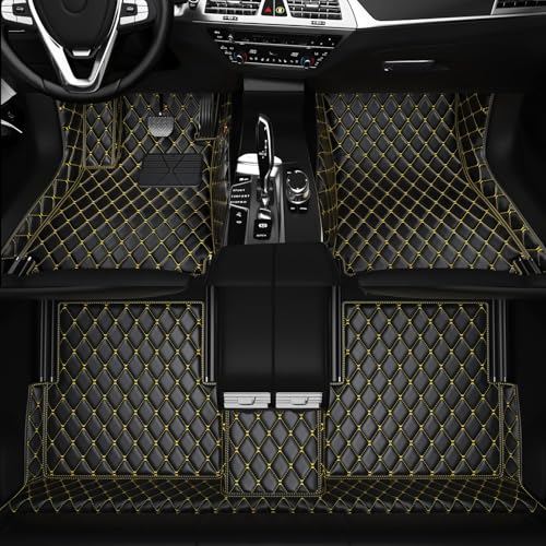 All-Weather car Floor MATS-Suitable for 99% of car Models,Leather car mat, offering Personalized Embroidery and Multiple Color Options,Provide Protection for car Rug (Black Yellow) - color: Black yellow