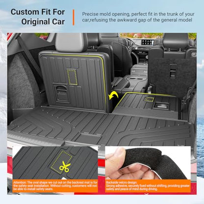 powoq Cargo Mat Compatible with 2022-2026 Acura MDX Trunk Mat with Backrest Mat Cargo Liner Back Seat Protector TPE Replacement for 2022-2026 Acura MDX Accessories (Trunk Mat with Backrest Mats) - size: Compatible With Acura Mdx | 2022-2026