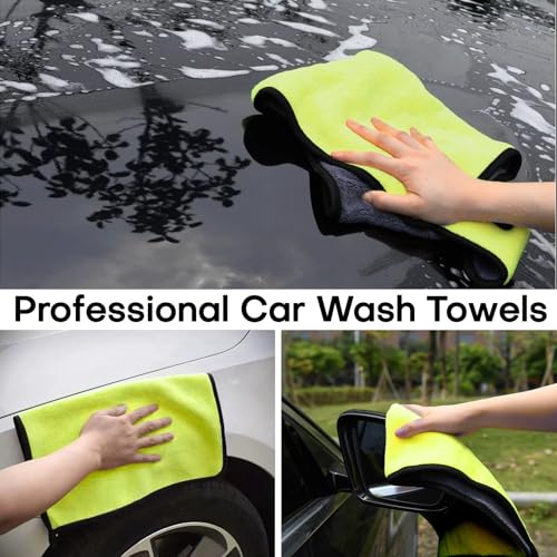 Hovom 3PCS Car Microfiber Towels, 23.62"×11.81" Lint-Free Microfiber Towels for Cars Wash Drying, Super Absorbent Cleaning Cloths, Reusable Washing & Detailing Towel, Car Cleaning Supplies (Yellow) - color: Yellow