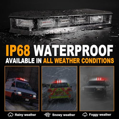 ASPL 16.5 Inch Roof Top Beacon Emergency Strobe Light - 56 LED Magnetic Warning Caution Bar for Traffic Hazard Plow - Trucks Vehicles Construction Snowplow (Red/White) - color: Red/White