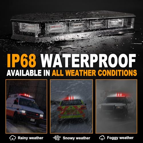 ASPL 16.5 Inch Roof Top Beacon Emergency Strobe Light With Controller - 56 LED Magnetic Warning Caution Bar for Traffic Hazard Plow - Trucks Vehicles Construction Snowplow (Red/White) - color: Red/White