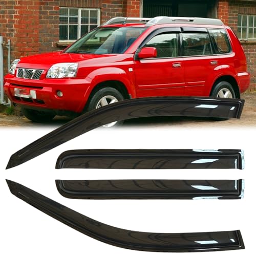 4pcs Original Shatterproof Rainproof Side Window Wind Deflectors for Nissan X-Trail 2001-2007 Euro,Outside Mount Rain Guards Set,Nice Looking Window Visors for Cars,Vent Deflector NI12 - size: for Nissan X-TRAIL 2001-2007