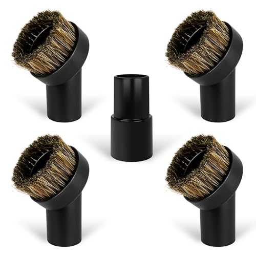 5PCS Horse Hair Brush Vacuum Attachment Set - Black Round Horse Hair Vacuum Attachments & Brushes - Shop Vac Brush Attachment for Most Vacuum Cleaners Accessories - 1 1/4" Vacuum Attachments Included - color: 5-Pack