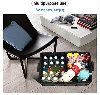 Trunk Organizer for SUV Car, Truck, Minivan Adjustable Compartments Foldable Portable Trunk Organizer, Heavy Duty Durable Car Organizer, Removable Flexible Storage Groceries Bag (BLACK, 4 IN 1)