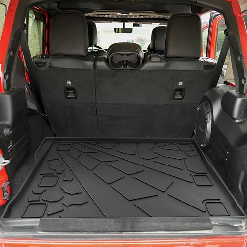 KARPAL Floor Mats & Cargo Liner for 2018-2025 2026 Jeep Wrangler JL Unlimited 4-Door with Subwoofer (Not for JK/4XE), All Weather TPE Custom Fit Floor Liners Car Mats Accessories - style: 2018-2026 | For Jeep JLU | Upgraded Combo Set