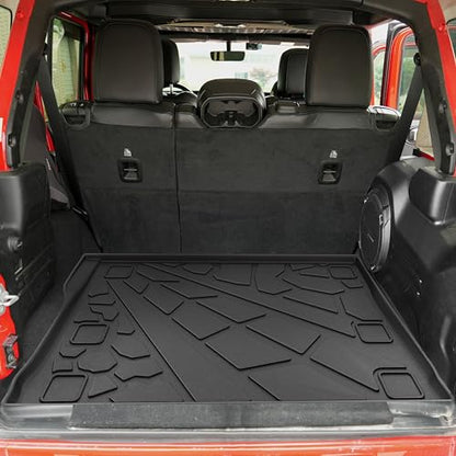 KARPAL Floor Mats & Cargo Liner for 2018-2025 2026 Jeep Wrangler JL Unlimited 4-Door with Subwoofer (Not for JK/4XE), All Weather TPE Custom Fit Floor Liners Car Mats Accessories - style: 2018-2026 | For Jeep JLU | Upgraded Combo Set