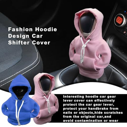 VVAG Universal Car Gear Shift Cover, 4.7 Inch Shifter Stick Protector, Funny Hoodie (Pink + Blue) - color: Pink+Blue
