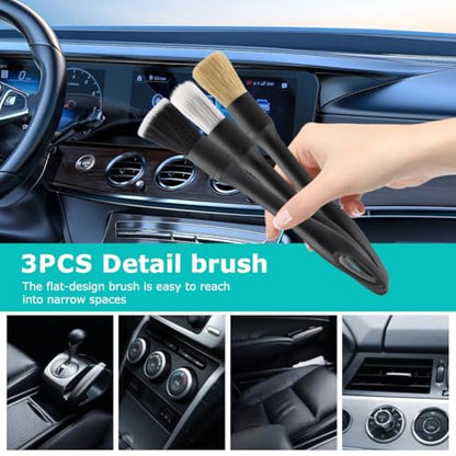 9PCS Car Wheel Cleaning Pro Kit, Tire Brush, Soft-bristled Rims Brush, Microfiber Flat Wheel Brushes, Double-Ended Detailing Brushes, Detailing Pads, Scratch-Free & Multipurpose(COLOR:Black Grey)