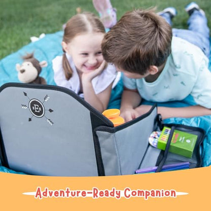 Kids Travel Tray for Car Seat- Purple- The Essential Travel Lap Desk with Removable Tablet Holder, Built-In Storage, and Stabilized Panels, Must Have Car Tray for Kids on Road Trips - color: Purple