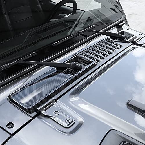 JWWY JL Wrangler Front Wiper Base Panel Protect Cover Trim Compatible with 2018-2026+ Jeep Wrangler JL JLU Gladiator JT 4xe Trunk Accessories Carbon Fiber - color: Carbon Fiber