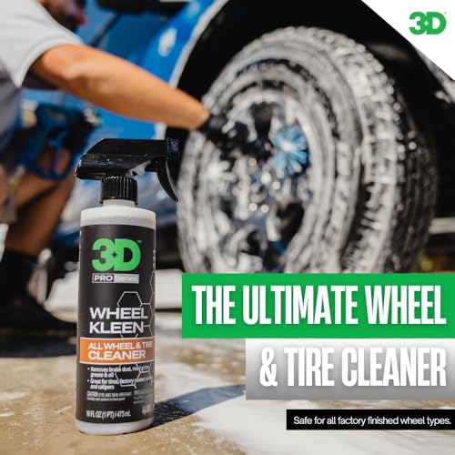3D Wheel Kleen - High-Foaming Wheel & Tire Cleaner, Removes Brake Dust, Road Grime & Grease, Safe for All Factory Wheels & Calipers, Professional-Grade, 16oz - size: 16 Fl Oz (Pack of 1)