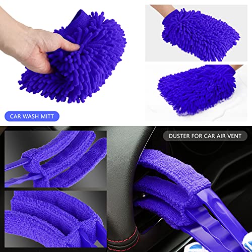 DNA Motoring Car Detailing Brush Cleaning Tools Set with Carry Bag for Auto Interior & Exterior Wheel Dashboard Vent, TOOLS-00279 - style: Detailing Brush set Blue