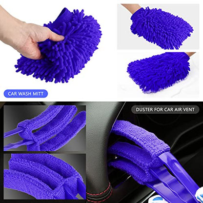 DNA Motoring Car Detailing Brush Cleaning Tools Set with Carry Bag for Auto Interior & Exterior Wheel Dashboard Vent, TOOLS-00279 - style: Detailing Brush set Blue