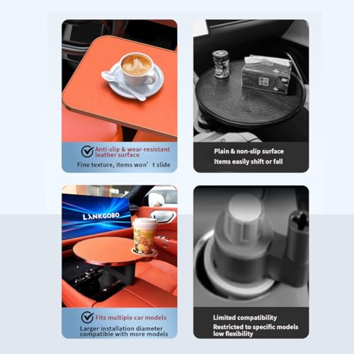 Car Tray Table, 360° Rotating Front Seat Laptop Desk with Adjustable Arm, Multifunctional Floating Table with Cup Holder for Driver & Passenger, Universal Fit 70–100mm(Amber Orange) - color: Amber Orange