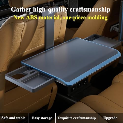 Aluminum Alloy Car Tray Table Adjustable Seat Back Laptop Desk Portable Foldable Car Seat Table Travel Tray with Mobile Phone and Tablet Holder for Car Travel,Working, Writing, Eating