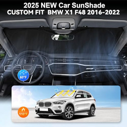 for X1 E84 Sunshade Windshield Sun Shade for BMW X1, xDrive23i, xDrive25e E84 F48 Accessorie 2016-2025 Insulated Front Window Shield Windshield Cover Protector Privacy UV Reflector Block Heat - size: for BMW X1 E84 16-25