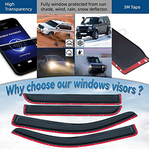 Set of 4 Window Visors Compatible with 2009-2014 F-150 SuperCrew/Crew Cab Front+Rear Smoke Sun/Rain Guard Outside Mount Tape-On Acrylic with 4 Full Size Doors - size: 2009-2014 Ford F150 Crew Cab
