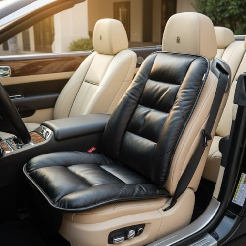 CORRIDOR Genuine Leather Seat Cushion for Car - Handmade - Relieve Hip, Pressure and Sciatica Pain - Ideal for Lower Back Pain - for Office Chair and Car Seat (Premium Black, Seat + Backrest) - color: Premium Black, size: Cushion + Backrest