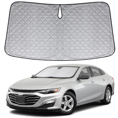 6 Layers Custom Fit Windshield Sun Shade for 2016-2024 Malibu, Foldable Car Sunshade with Storage Bag, Heat Reflective & UV Protection - size: 2016-2024 Chevrolet Malibu