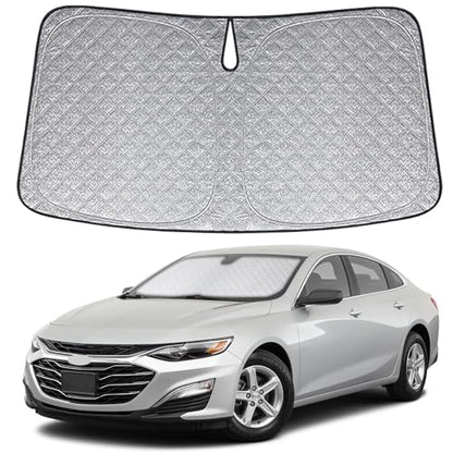 6 Layers Custom Fit Windshield Sun Shade for 2016-2024 Malibu, Foldable Car Sunshade with Storage Bag, Heat Reflective & UV Protection - size: 2016-2024 Chevrolet Malibu