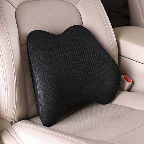Memory Foam Lumbar Support Pillow for Car - Back Support for Car Seat (Black) - color: Black-m