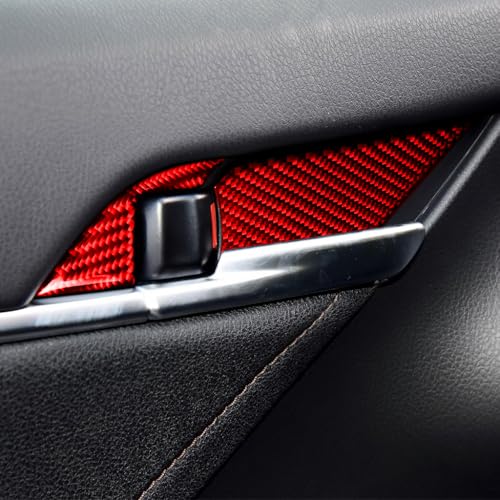 Carbon Fiber Car Interior Door Handle Bowl Trim Compatible with Toyota Camry 2018 2019 2020 2021 2022 2023 2024 Accessories Cover Interior Sticker 8PCS Red - color: Door Handle Bowl