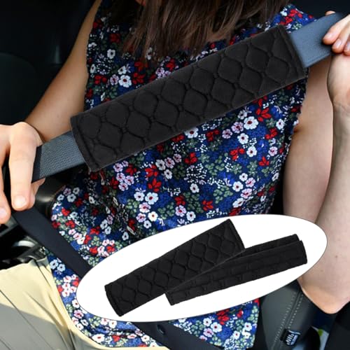 yuntop 2 PCS Car Seat Straps Shoulder Pads Soft Auto Seat Belt Cover Universal Safety Strap Cover Helps Protect Your Neck and Shoulders from Seat Belt Friction (Black) - color: Black