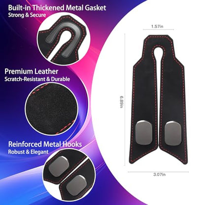 2Pcs Car Headrest Hooks with Premium Leather, Upgraded Double Metal Hooks with Anti-Drop Design, Universal Back Seat Hanger for Bags, Coats, Purses and Groceries (Classic Black) - color: Classic Black 2Pcs
