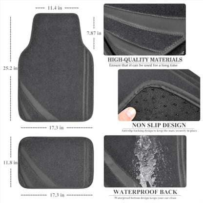 CAR PASS Car Floor Mats, Edge Leather Waterproof Car Mats with Double Stitch Line and Anti-Slip Backing Design, Fit 95% Automotive,SUVS,Sedan,Vans (Pure Gray) - color: Gray