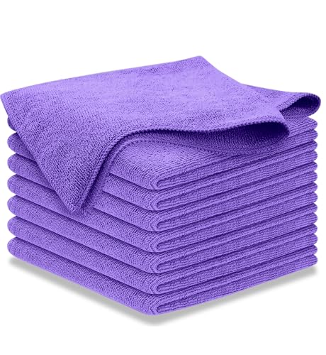USANOOKS Premium 300GSM Microfiber Cleaning Cloth - 12.5"x12.5" High Performance - 1200 Washes, Ultra Absorbent Microfiber Towels for Cars Undercarriage, Rims & Engine Bay Cleaning - Microfiber Cloth - color: Purple, size: 8 pack