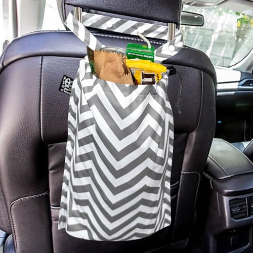 2 Pack Leakproof Car Trash Bags Detachable Waterproof Garbage Bags with Drawstring Hanging Organizer for Back Seat & Travel Grey - color: Grey Wave & Grey